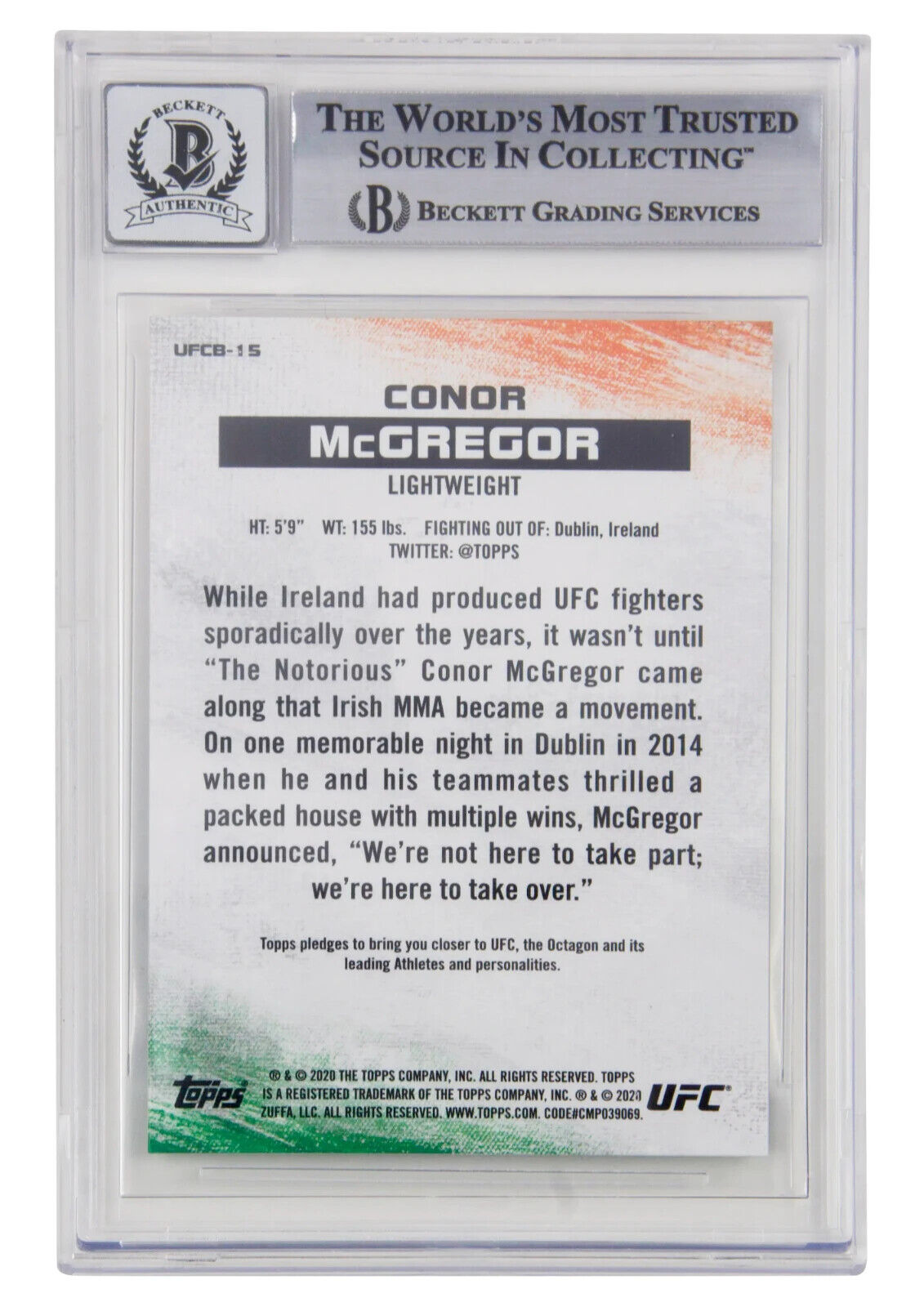 Conor McGregor Signed 2020 Topps UFC Bloodlines – BGS 10 Autograph